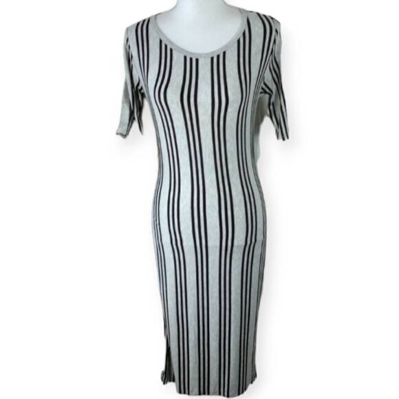 LULAROE JULIA DRESS GRAY/BLAK STRIPE SZ.S NWT. - Picture 1 of 7